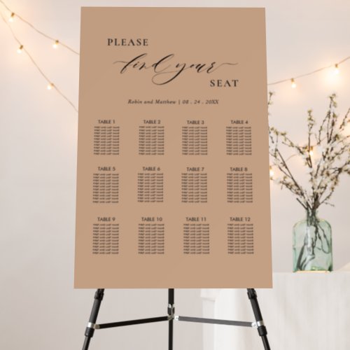 Terracotta Minimalist Wedding Seating Chart Foam Board