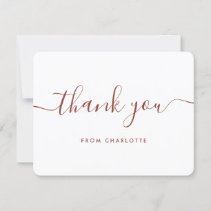 Terracotta Minimalist Wedding Shower Birthday Thank You Card