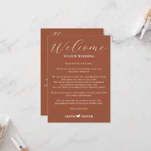 Terracotta minimalist wedding weekend itinerary