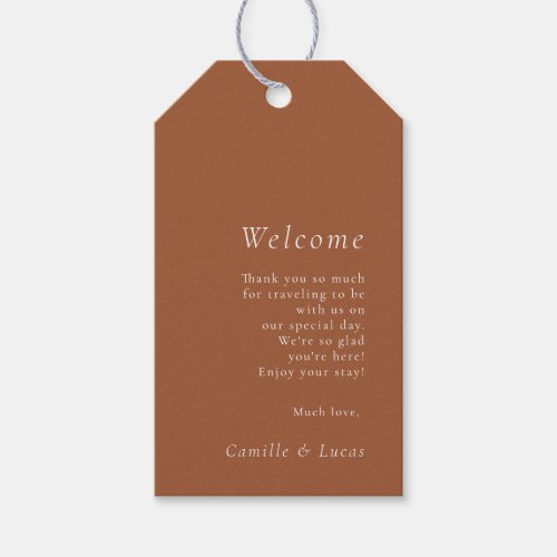 Terracotta minimalist Wedding Welcome Gift Tags