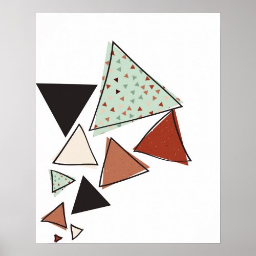 Terracotta  Mint Abstract Triangles Art Print