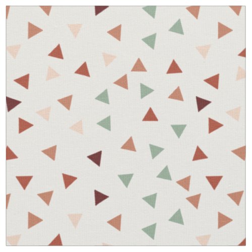 Terracotta Mint  Sienna Triangles on Beige Fabric