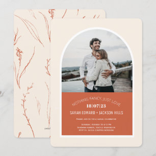 Terracotta Modern arch photo elopement wedding Invitation