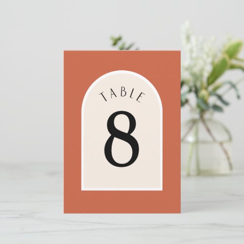 Terracotta Modern arch table number double sided 