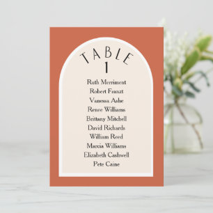 Terracotta modern arched table number seating plan