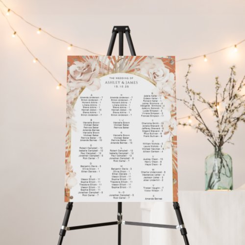 Terracotta modern beige botanical seating chart foam board