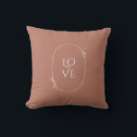 Terracotta Modern Bohemian Love Throw Pillow<br><div class="desc">Terracotta colored throw pillow with a white floral oval shaped wreath design with the word "love" in decorative boho typography.</div>