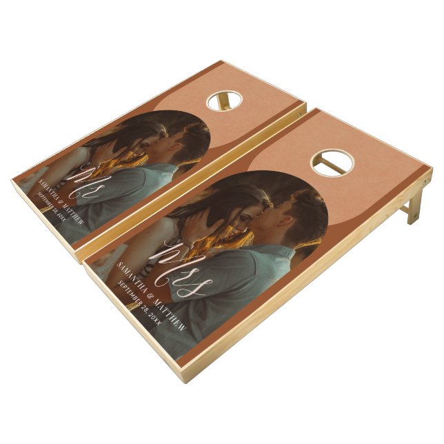 Terracotta Modern Bohemian Wedding  Cornhole Set (Angled)
