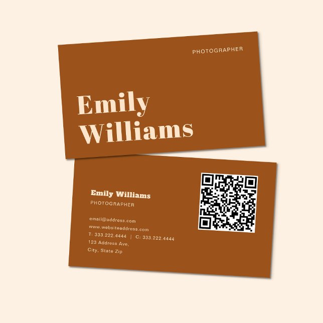 Terracotta Modern Boho Minimalist | QR Code Business Card (Creator Uploaded)
