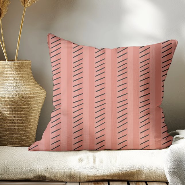 Terracotta Modern Boho Stripes  Throw Pillow (Creator Uploaded)
