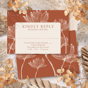 Terracotta Modern Botanical Floral Wedding RSVP Card