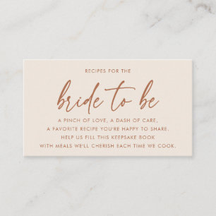 Terracotta Modern Bridal Shower Recipe Request Enclosure Card