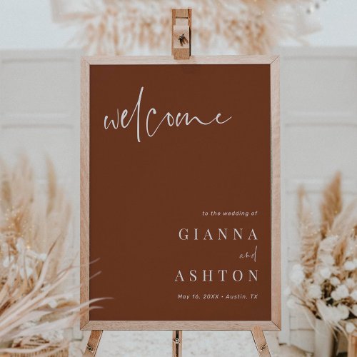 Terracotta Modern Calligraphy Wedding Welcome Sign