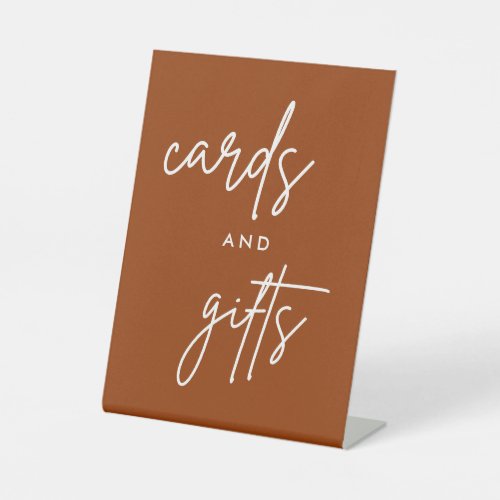 Terracotta Modern Cards and Gifts Wedding Table Pedestal Sign