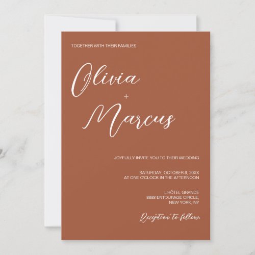 Terracotta Modern Chic Script Wedding Entourage  Invitation