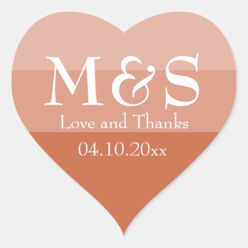 Terracotta Modern Chic Script Wedding Heart Sticker