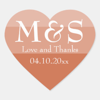 Terracotta Modern Chic Script Wedding Heart Sticker