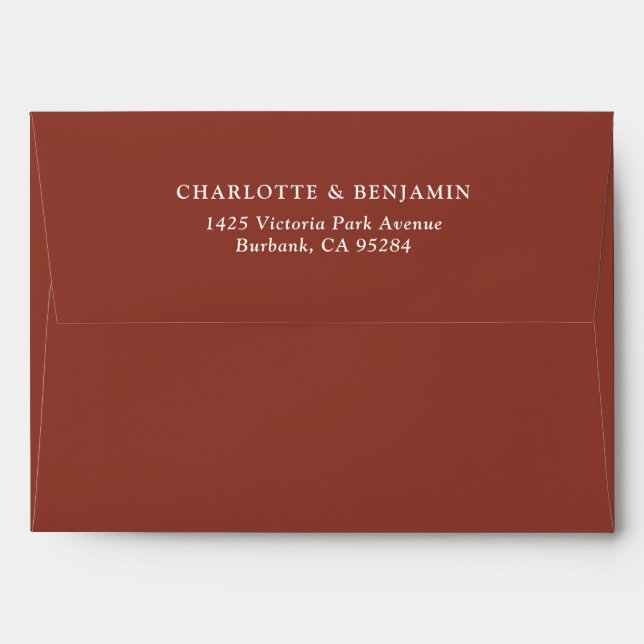 Terracotta Modern Custom Wedding 5.25x7.25 Envelope (Back (Top Flap))