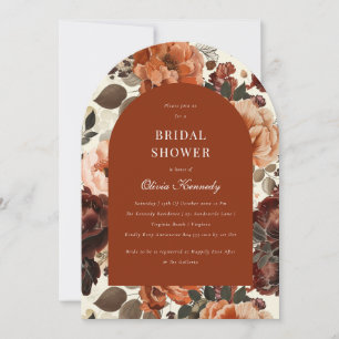Terracotta Modern Floral Arch Bridal Shower Invitation