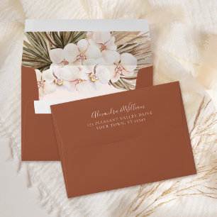 Terracotta Modern Floral Pampas Wedding Envelope