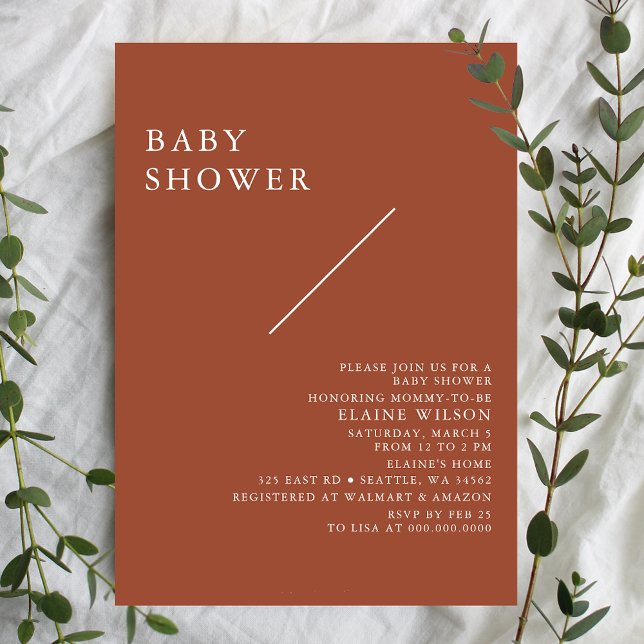 Terracotta Modern Gender Neutral Baby Shower Invit Invitation (Creator Uploaded)