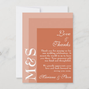 Terracotta Modern Initials Script Wedding Thank You Card