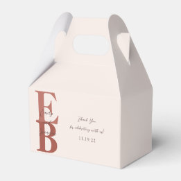 Terracotta Modern Large Initial Wedding Custom Favor Boxes
