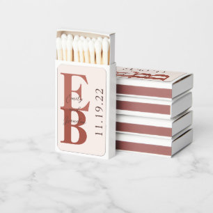 Terracotta Modern Large Initial Wedding Custom Matchboxes