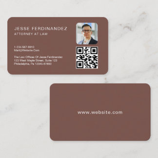 Terracotta Modern Minimal Professional QR Code  Business Card