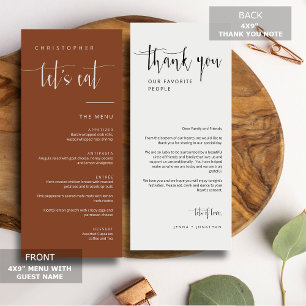 Terracotta Modern Minimal Thank You Placecard Menu