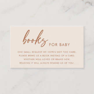 Terracotta Modern Minimalist Books for Baby Shower Enclosure Card
