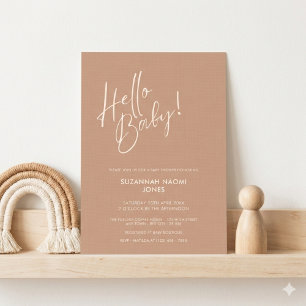 Terracotta Modern Minimalist Hello Baby Shower Invitation