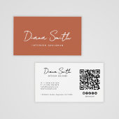 Terracotta Modern Minimalist QR Code Profile Card