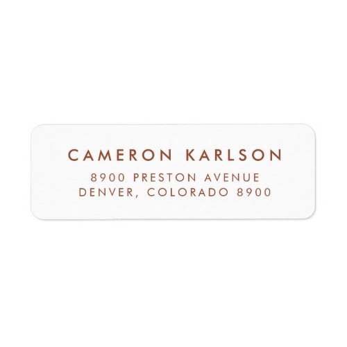 Terracotta Modern Minimalist Typography Address Label