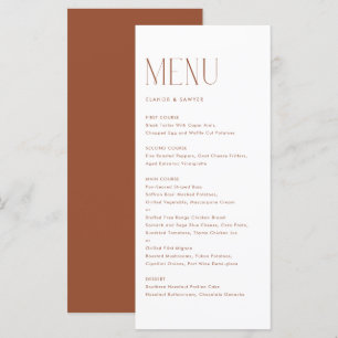 Terracotta Modern Minimalist Typography Wedding Menu