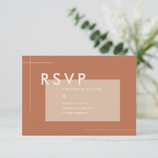 Terracotta Modern Minimalist Wedding RSVP Card