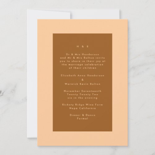 Terracotta Modern Minimalistic Simple Wedding Invitation