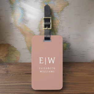 Terracotta Modern Monogram Minimalist Luggage Tag