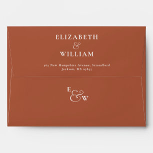 Terracotta Modern Monogram Return Address Envelope