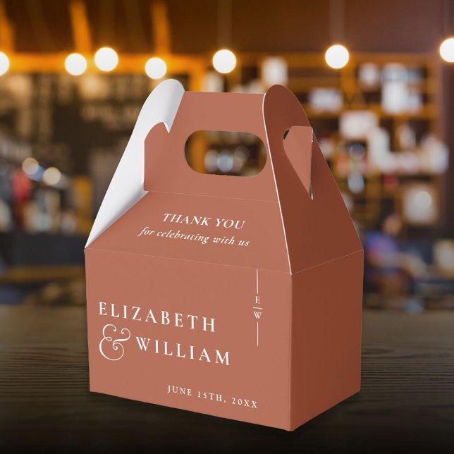 Terracotta Modern Monogram Wedding Thank You  Favor Boxes (Creator Uploaded)