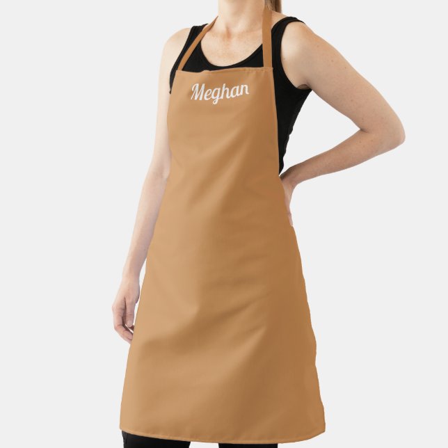 Terracotta Modern Name Simple Minimalist Chic Apron (Insitu)