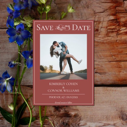 Terracotta Modern Photo Save the Date