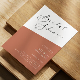 Terracotta Modern Script Bridal Shower Invitation