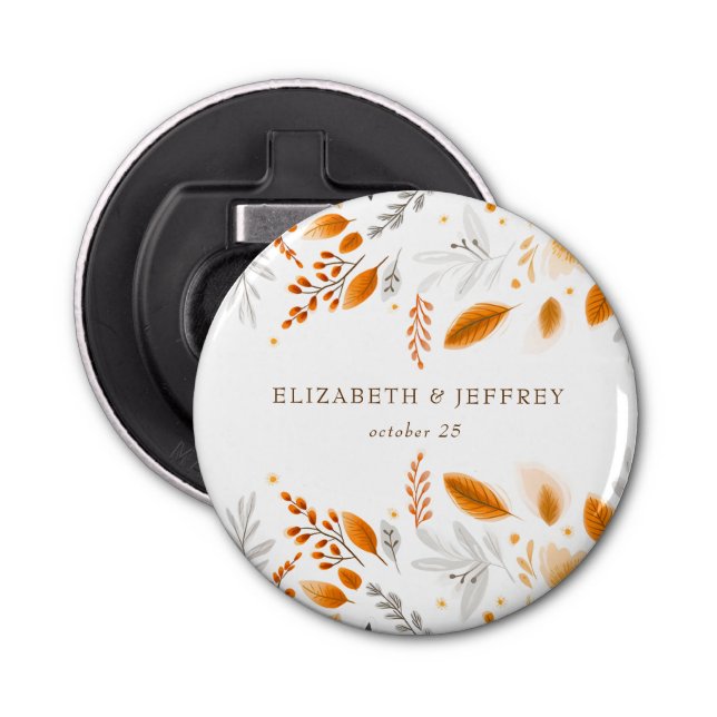  Terracotta Modern Script Elegant Fall Wedding Bottle Opener (Front)