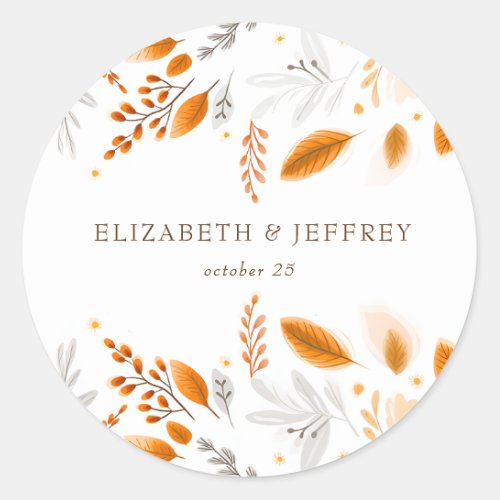  Terracotta Modern Script Elegant Fall Wedding Classic Round Sticker