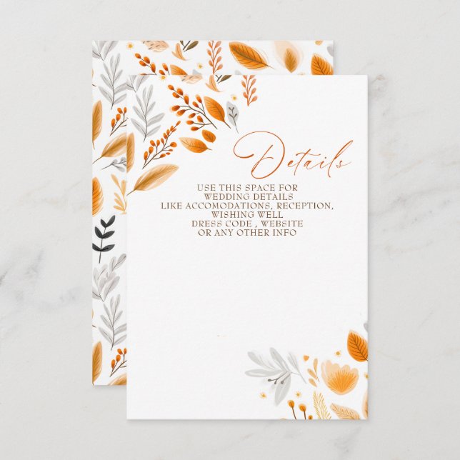 Terracotta Modern Script Elegant Fall Wedding Enclosure Card (Front/Back)