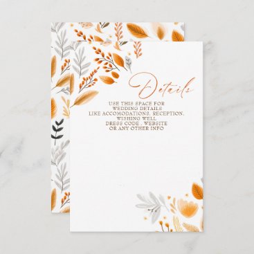 Terracotta Modern Script Elegant Fall Wedding Enclosure Card