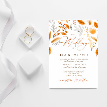 Terracotta Modern Script Elegant Fall Wedding Invitation