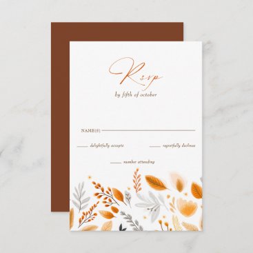 Terracotta Modern Script Elegant Fall Wedding RSVP Card