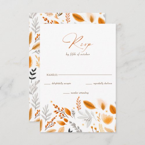 Terracotta Modern Script Elegant Fall Wedding RSVP Card